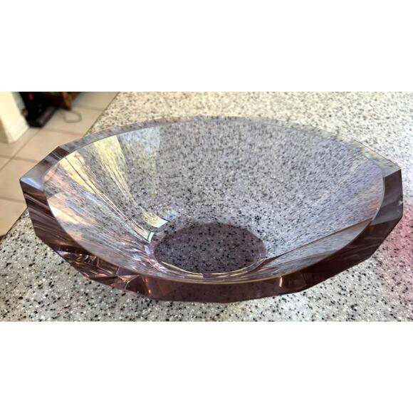 Vintage Rare Purple CESKA Bohemian Czechoslovakia Crystal Oval Bowl 10" L x 7" W - Picture 6 of 7